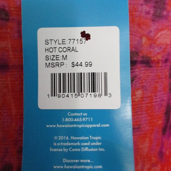 Hawaiian Tropic Hot Coral Swimsuit Cover Up - Picture 7 of 10